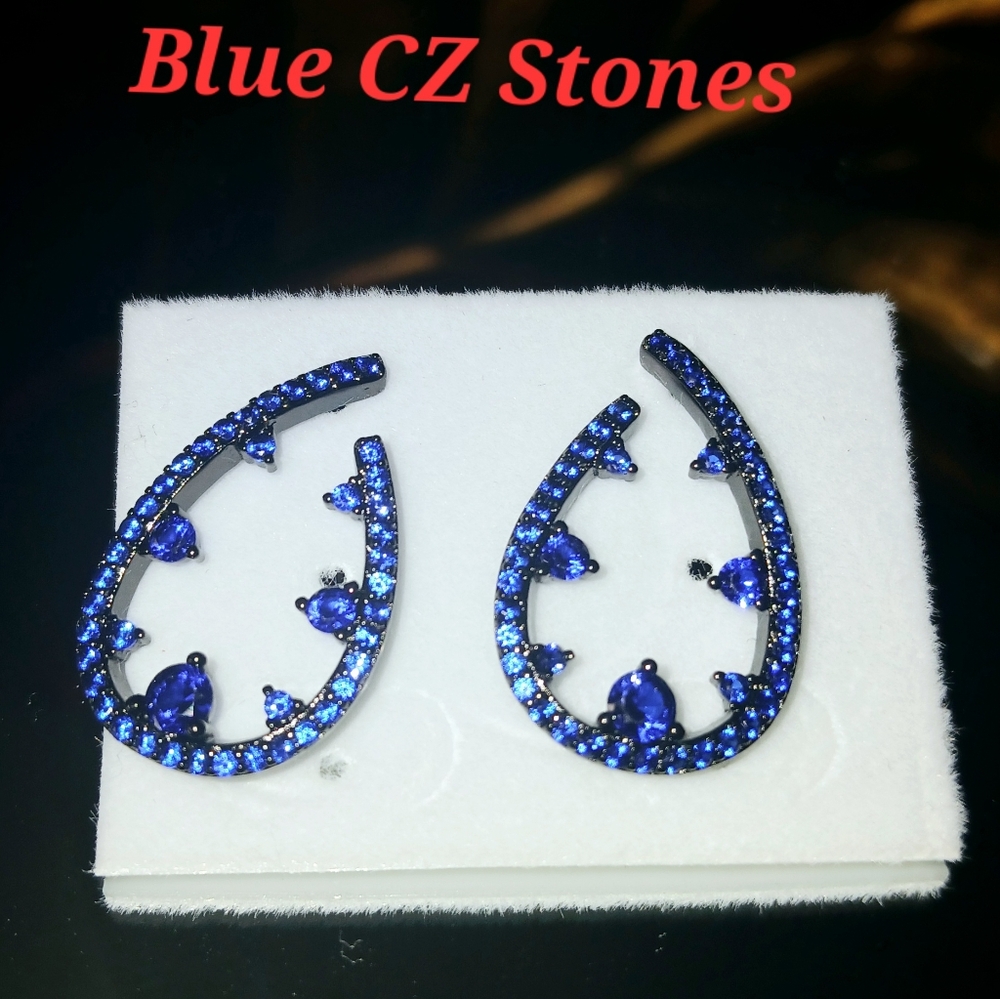 Blue CZ Stones Earrings 💙
